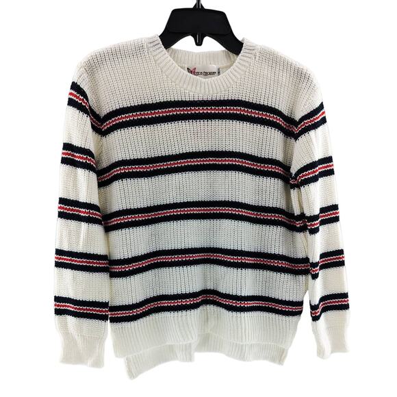 Cotton Emporium Striped Knit Sweater White Red Blue Girls Size Small - Picture 1 of 7